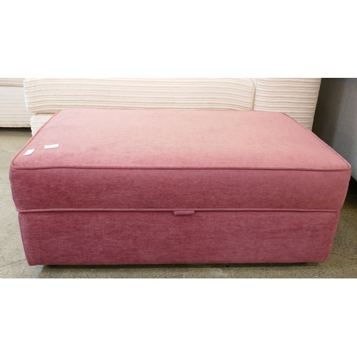 1498 - A crimson velvet storage footstool - Brand new