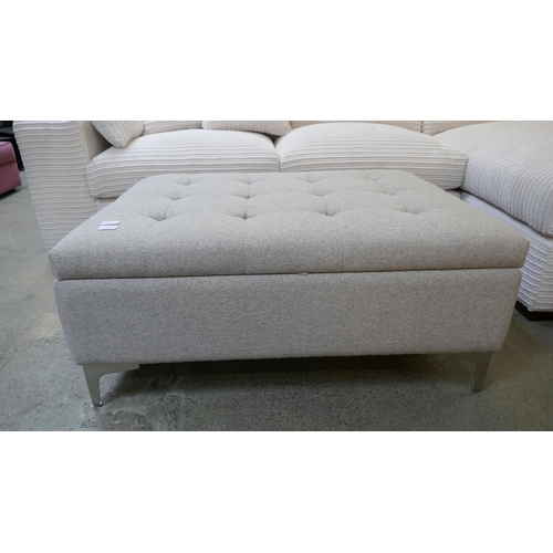 1499 - An oatmeal buttoned footstool - Brand new