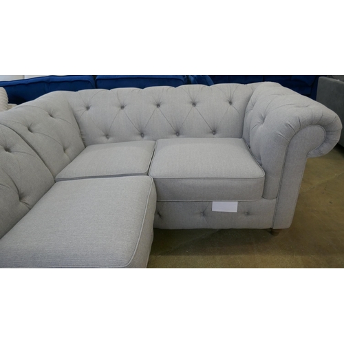 1502 - A grey weave Chesterfield corner sofa, brand new, RRP £1689