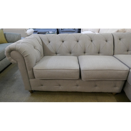 1502 - A grey weave Chesterfield corner sofa, brand new, RRP £1689