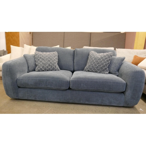 1503 - A petrol blue upholstered three seater sofa - Brand new RRP £1429