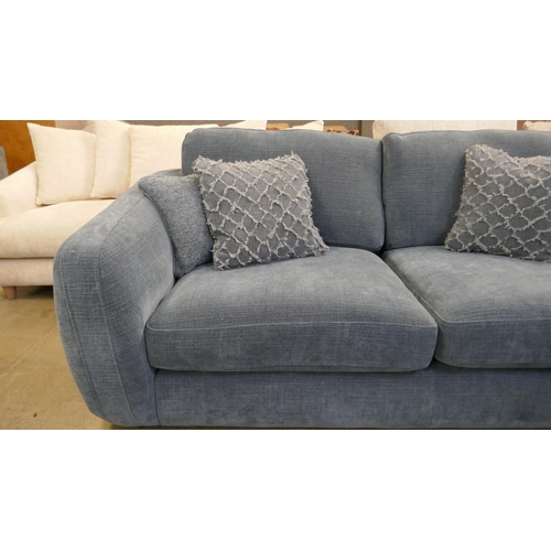 1503 - A petrol blue upholstered three seater sofa - Brand new RRP £1429