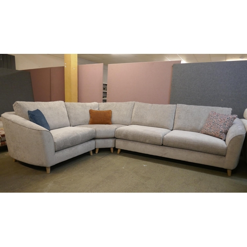 1504 - A pewter textured velvet corner sofa - Brand new, RRP £3269