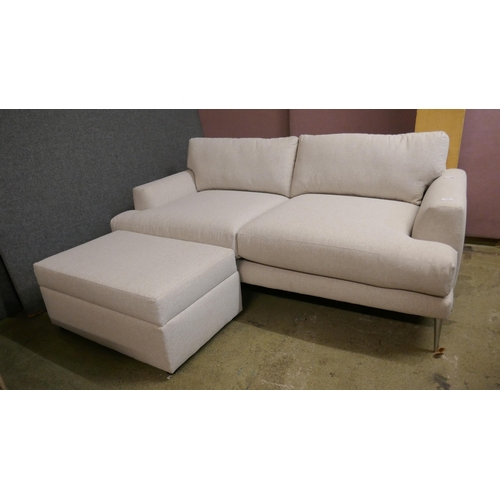 1506 - An oatmeal linen three seater sofa & footstool - Brand new RRP £1369