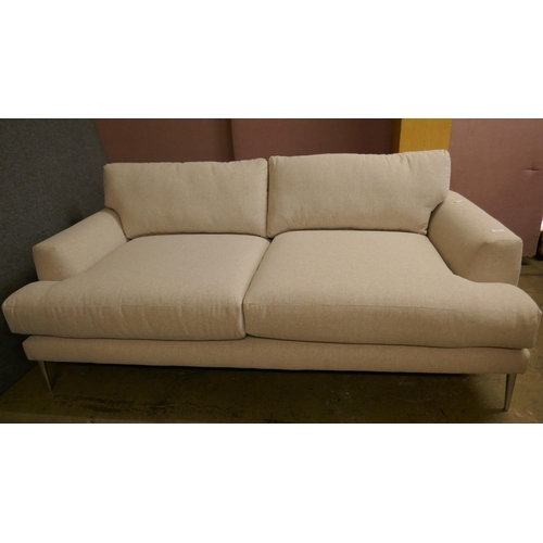 1506 - An oatmeal linen three seater sofa & footstool - Brand new RRP £1369