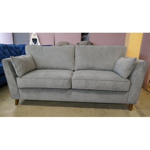 1509 - A grey velvet Mid Century style three seater sofa - Brand new, RRP £1345