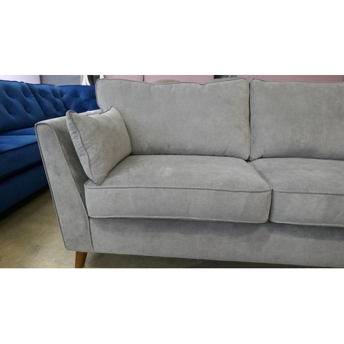 1509 - A grey velvet Mid Century style three seater sofa - Brand new, RRP £1345