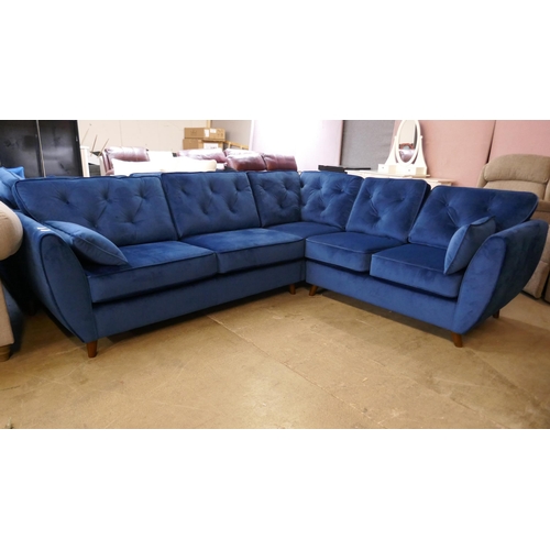 1510 - A blue velvet Hoxton corner sofa - Brand new, RRP £1399