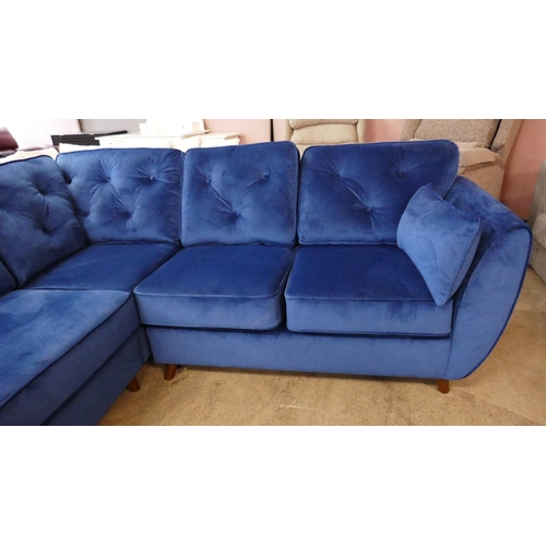 1510 - A blue velvet Hoxton corner sofa - Brand new, RRP £1399