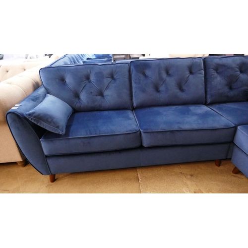 1510 - A blue velvet Hoxton corner sofa - Brand new, RRP £1399