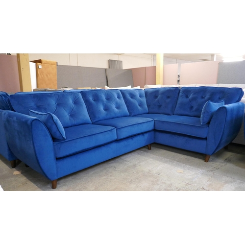 1512 - A blue velvet Hoxton corner sofa - Brand new RRP £1129