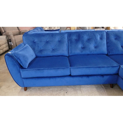 1512 - A blue velvet Hoxton corner sofa - Brand new RRP £1129