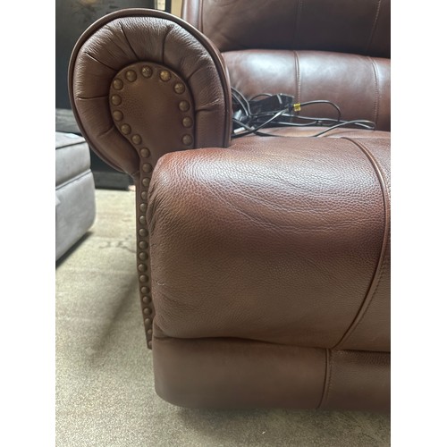 1521 - A brown leather electric reclining armchair