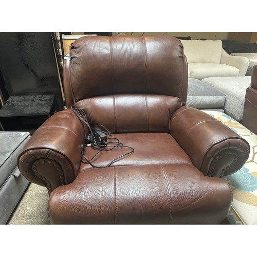 1521 - A brown leather electric reclining armchair