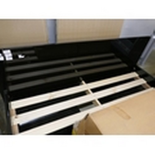 1523 - A black high gloss double bed frame with storage and bedside tables *This lot is subject to Vat