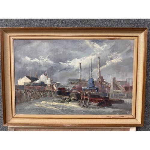 312 - William Davies, two London Scenes, oil on board, framed