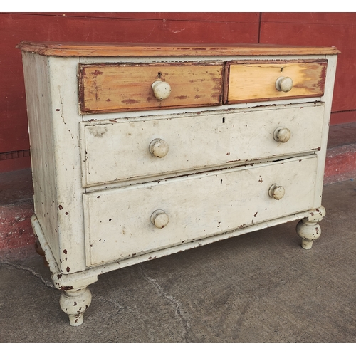 111M - A Victorian painted pine chest of drawers