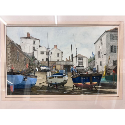 323 - John Whitney, Port Loe Cornwall, watercolour, framed