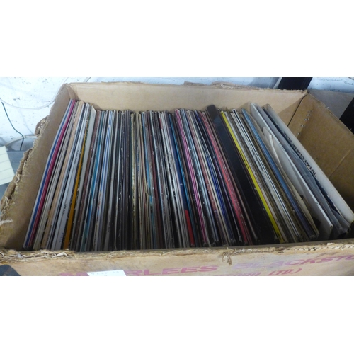 2130 - A large box of LP records including Tom Jones, Jennifer Rush, Shirley Bassey, The Inkspots, etc.