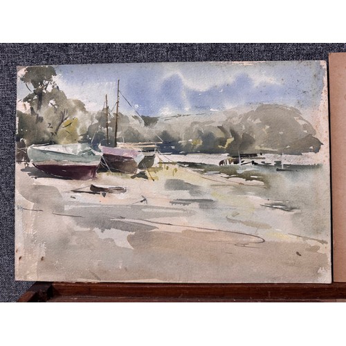 326 - Anne Yates, two harbour scenes, watercolour, unframed