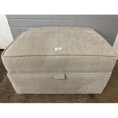 1380 - A grey upholstered storage footstool, brand new