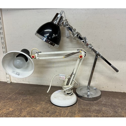 374 - A white metal anglepoise desk lamp and one other