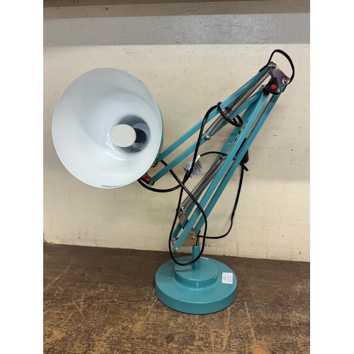 373 - A teal metal anglepoise desk lamp