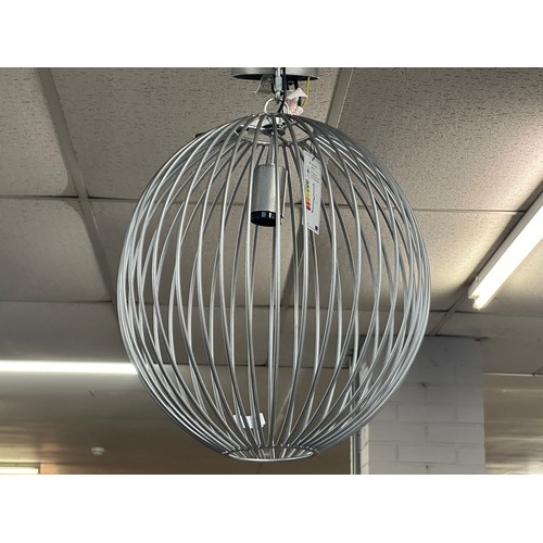 1432 - A silver spherical wire ceiling pendant