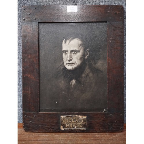 338 - An early 20th Century style print of Napoleon Bonaparte, The Last Phase, in Arts and Crafts oak fram... 