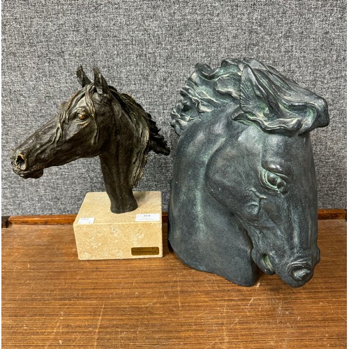 358 - Two bronze effect horse busts