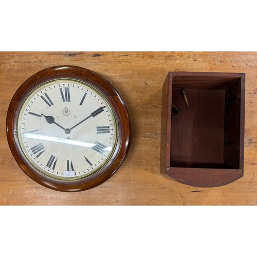 396 - A large early 20th Century mahogany circular R.A.F. fusee wall clock (dial diameter 35cms)