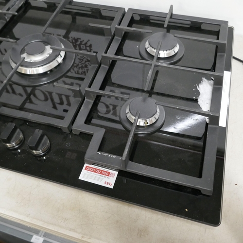 4011 - AEG 5 Burner Gas On Glass Hob - model no -HKB95450NB (554-102)   * This lot is subject to vat