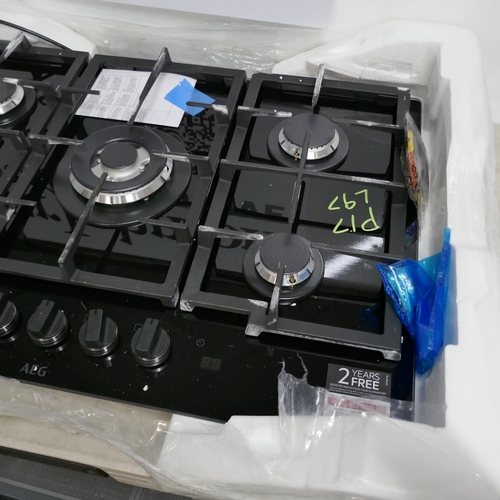 4013 - AEG  5 Burner Gas on Glass Hob H61xW740xD510 - model no -HKB75450NB (554-97)   * This lot is subject... 