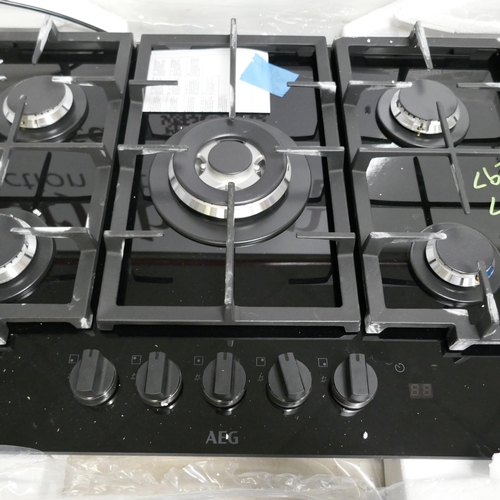 4013 - AEG  5 Burner Gas on Glass Hob H61xW740xD510 - model no -HKB75450NB (554-97)   * This lot is subject... 