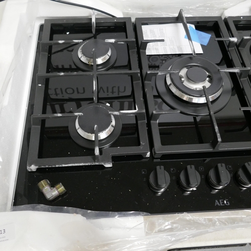 4013 - AEG  5 Burner Gas on Glass Hob H61xW740xD510 - model no -HKB75450NB (554-97)   * This lot is subject... 