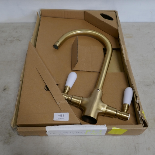 4032 - Fortuna Bronze Effect Mixer Tap with White Handles - High/Low Pressure - model no -64FS544ELRGWN (55... 