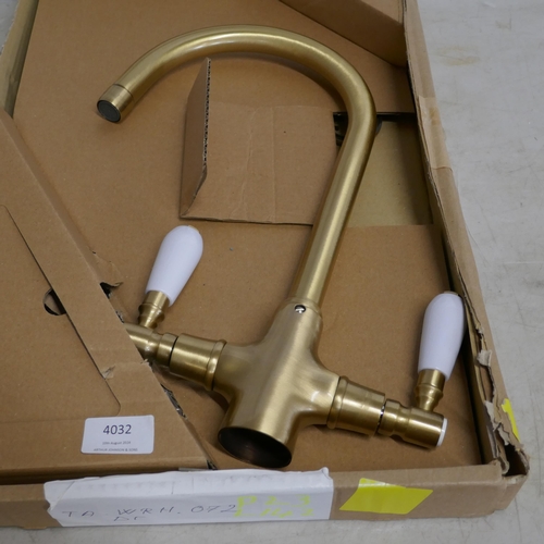 4032 - Fortuna Bronze Effect Mixer Tap with White Handles - High/Low Pressure - model no -64FS544ELRGWN (55... 