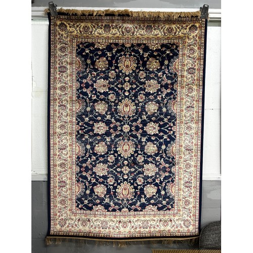 1345 - Rich blue ground full pile cashmere rug all over Ziegler design 180cm x 116cm