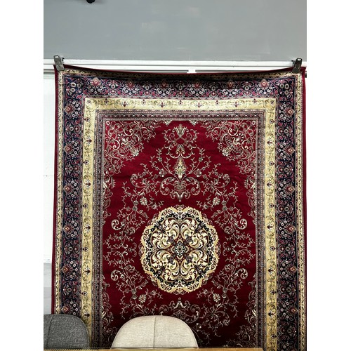 1346 - Red ground full pile Kashan rug traditional floral medallion design 230cm x 160cm