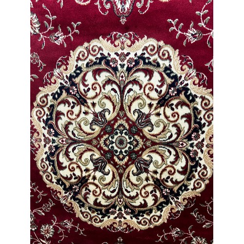 1346 - Red ground full pile Kashan rug traditional floral medallion design 230cm x 160cm