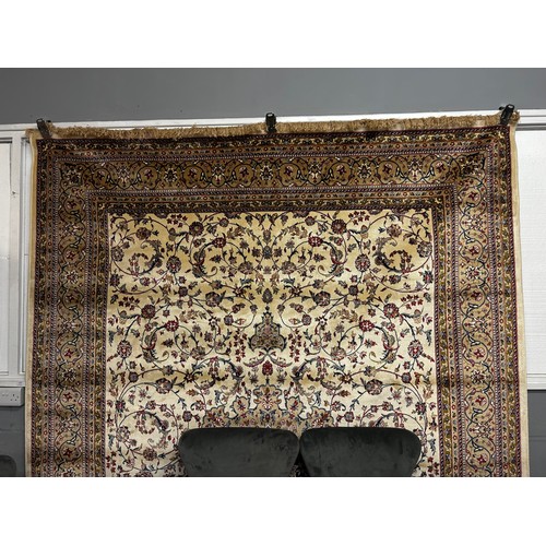 1348 - Ivory ground full pile cashmere carpet central medallion design with surrounding border340cm x 235cm