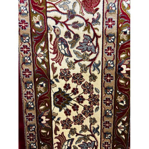 1349 - Large red ground cashmere carpet full pile weather all over tree of life design 340cm x 295cm