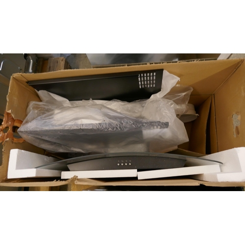 4123 - Zanussi Curved Glass Chimney Hood - Black H605xW800xD500  (554-127)   * This lot is subject to vat