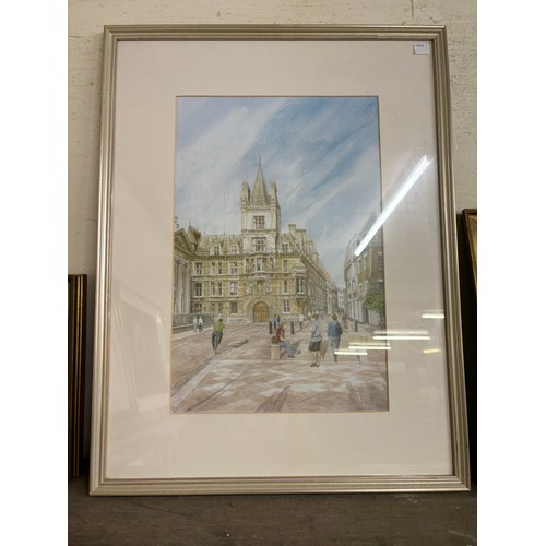 333A - A Jane Campanini print of Cambridge College, framed