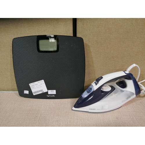 6055 - Philips Azur Steam Iron, Taylor Bath Scales   (329-307,337)   * This lot is subject to vat