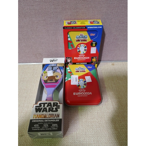 6094 - Disney Wetbrush 3Pk, 2 x Euros Mega Tin Match Atax (329-253,259,260)   * This lot is subject to vat