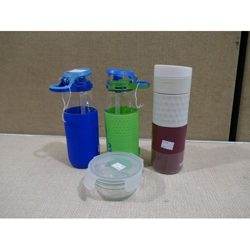 6252 - Zulu Water Bottles, Kambukka Travel Mug and a glass storage container   (329-273,276)   * This lot i... 