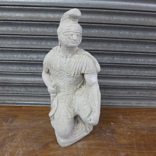 2154 - A stone effect concrete gladiator garden ornament