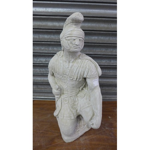 2154 - A stone effect concrete gladiator garden ornament