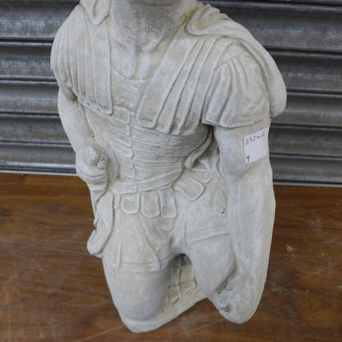 2154 - A stone effect concrete gladiator garden ornament